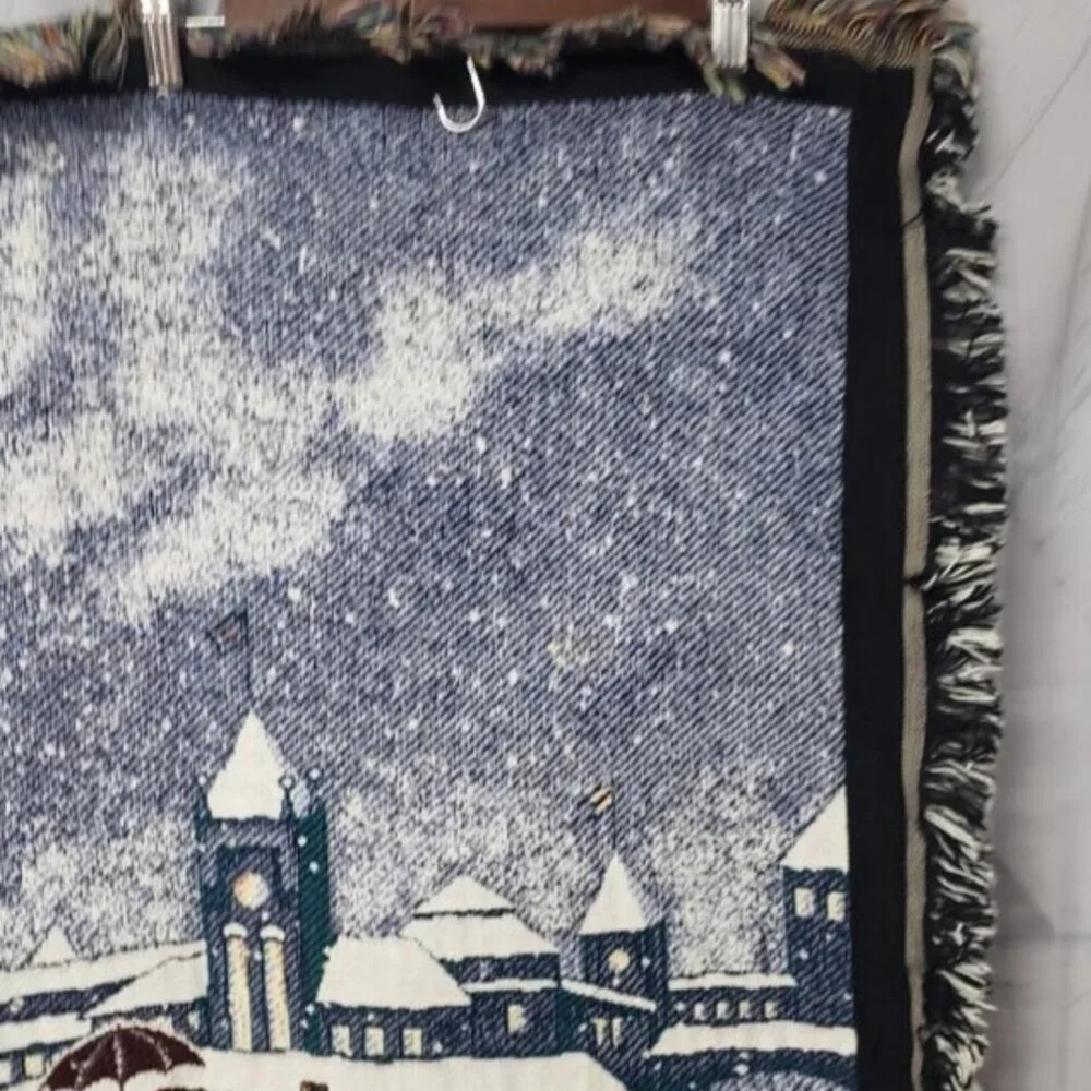Vintage Northwest Company Ivorydale Blanket P&G Train Station Christmas Holiday